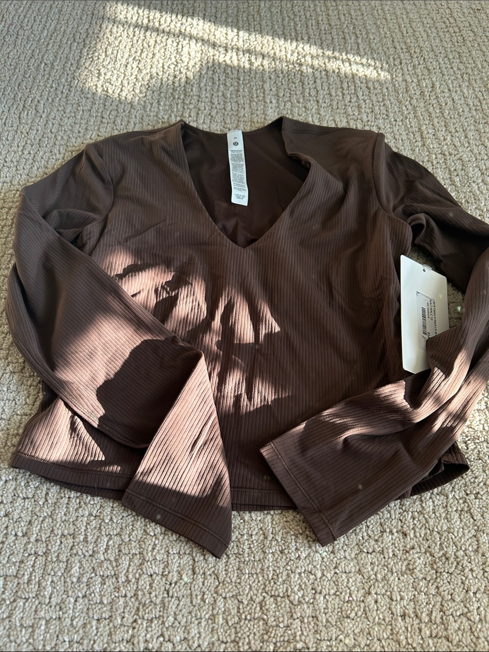 Lululemon All it Takes V-Neck LS B-D Cup Size 10 $54 Walnut Crunch